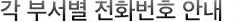 각 부서별 전화번호 안내
